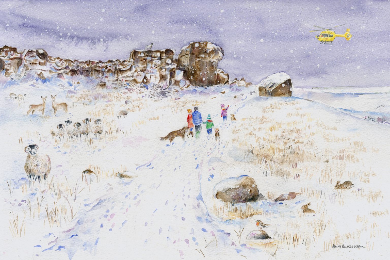 Ilkley Moor Christmas Card for the Yokshire Air Ambulance