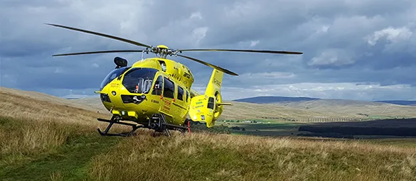 Yorkshire Air Ambulance in a Yorkshire Field