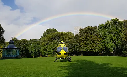 Rainbow over helicopter