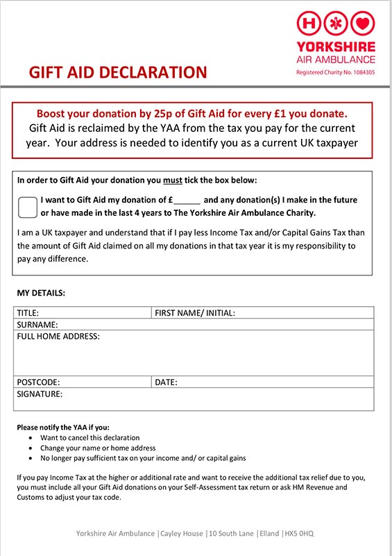 gift aid form