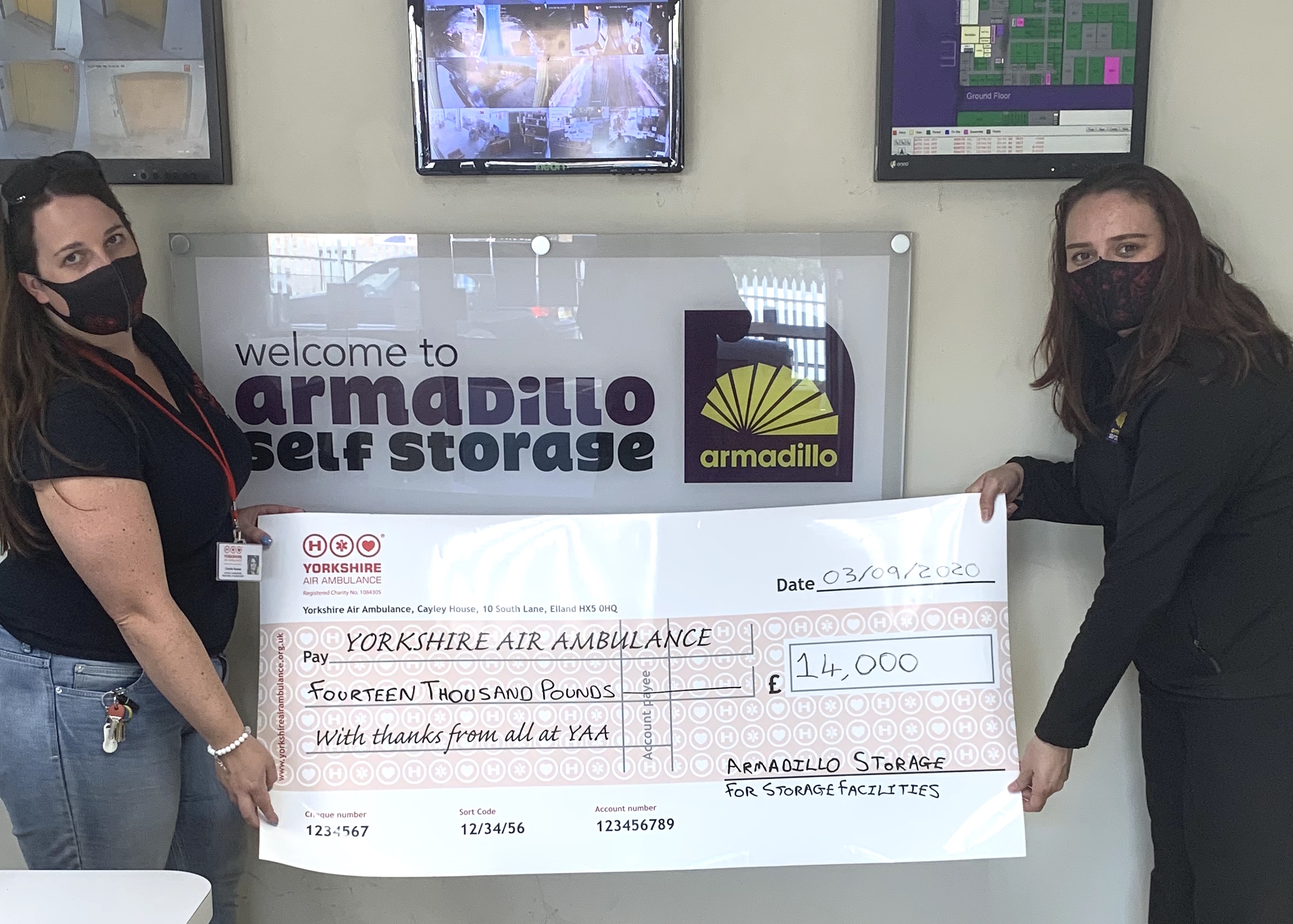 Armadillo Self-Storage at Sheffield Parkway reach £14,000 donation milestone for Yorkshire Air Ambulance