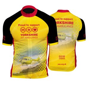 Image of the front and back of the YAA cycling jersey