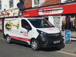 Yorkshire Air Ambulance Fundraising Van outside a shop
