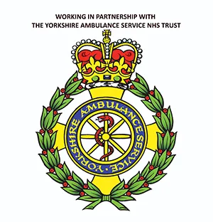 Yorkshire Ambulance Service Logo with the words Working in Partnership with The Yorkshire Ambulance Service NHS Trust
