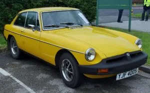 Photo of classic yellow MG car