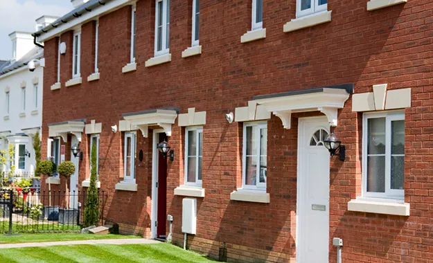 Row of red brick houses