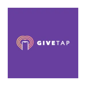 Give Tap logo, the words GIVETAP in white on a purple background