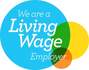We are a Living Wage Employer Logo on white background
