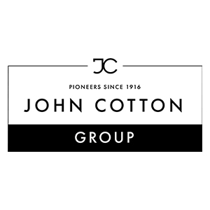 Black logo on white background, with the words 'PIONEERS SINCE 1916 JOHN COTTON GROUP'