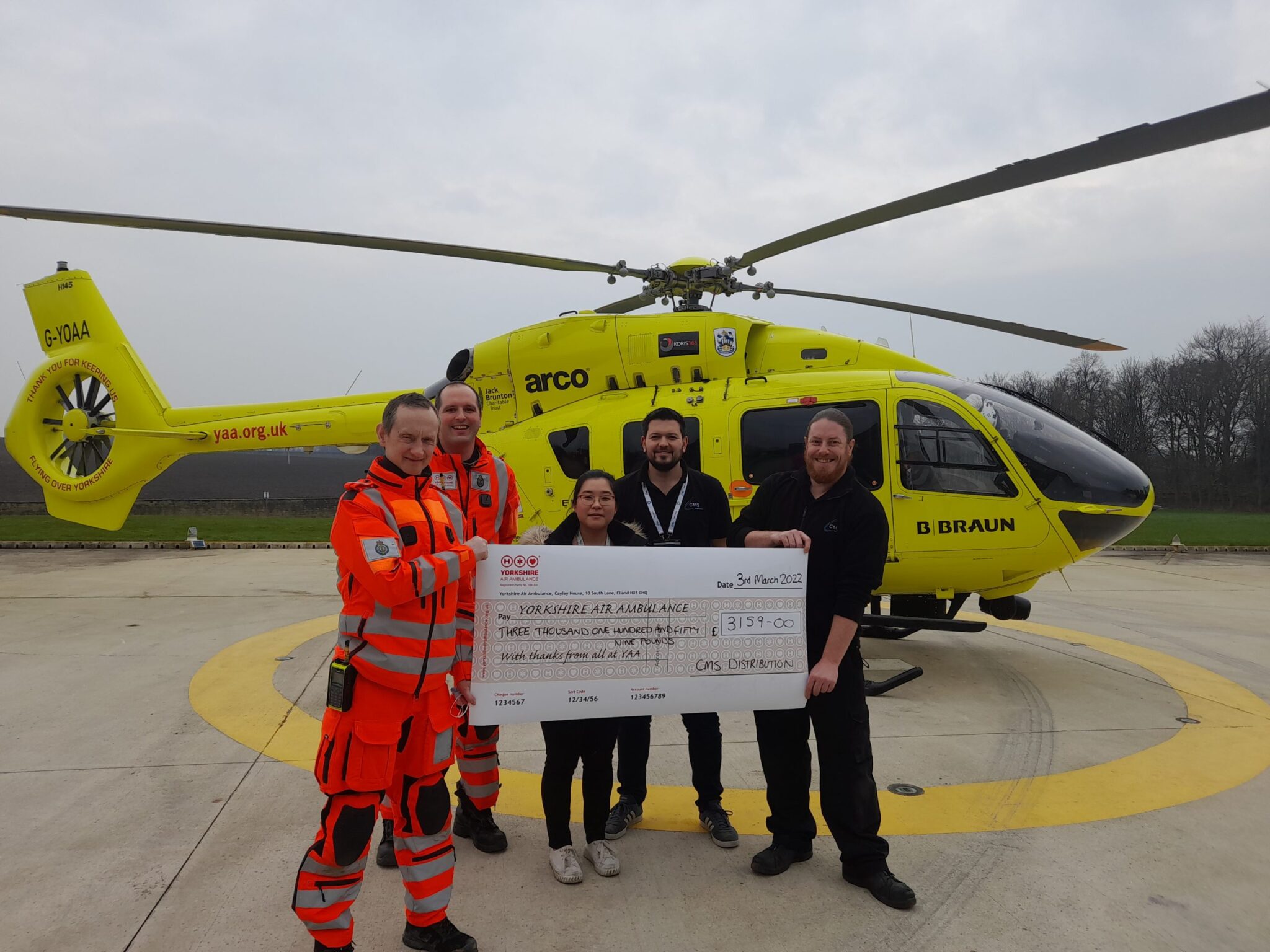 CMS Distribution raises £8,484 for YAA - Yorkshire Air Ambulance