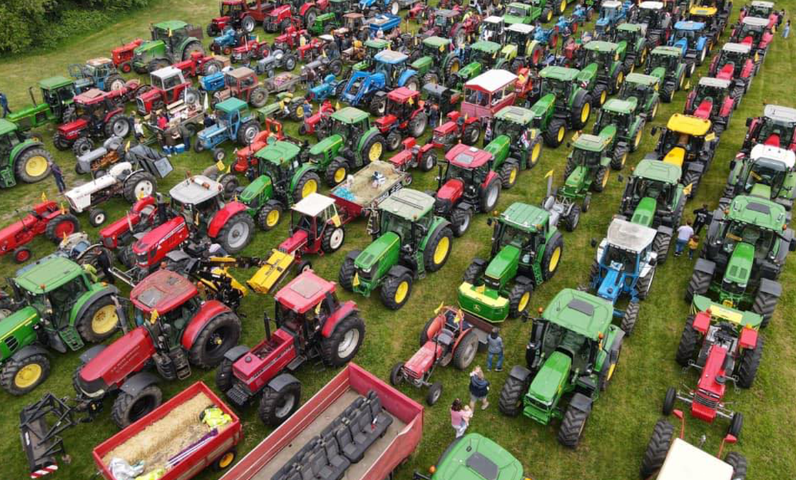 A field full of tractors