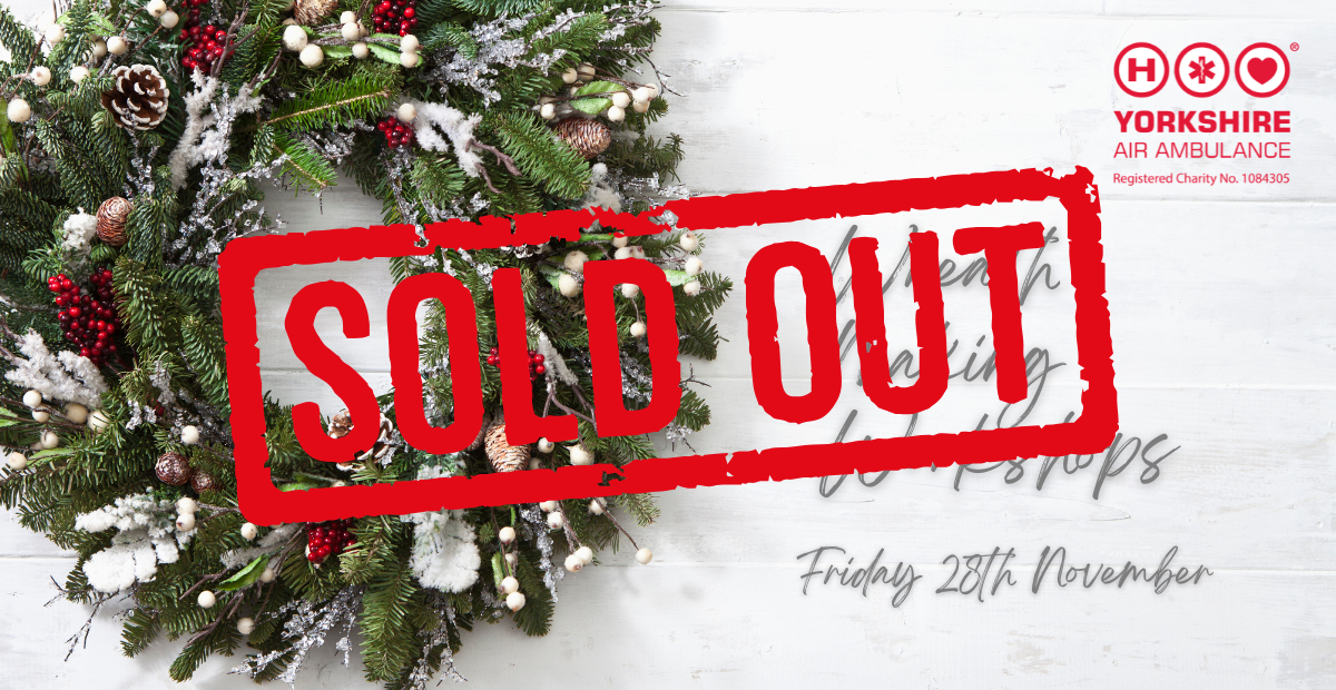 Graphic featuring a Christmas wreath and the words Wreath Making Workshops Friday 28th November. There is a red SOLD OUT stamps across the image.