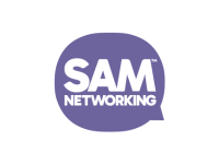 Purple company logo with the words SAM NETWORKING