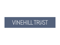 Company logo with the words 'VINEHILL TRUST' in white on a dark blue background