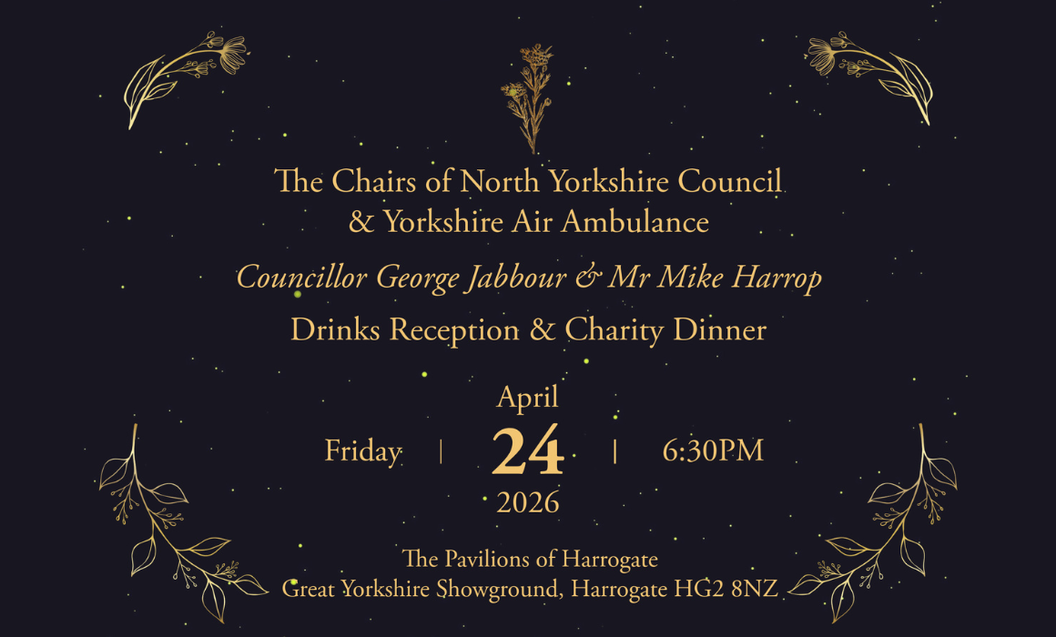 Cllr George Jabbour Dinner – Web Event Image A graphic with gold writing on a black background giving details of a charity dinner.