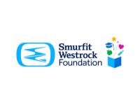 A logo with blue symbol and the words 'Smurfit Westrock Foundation'