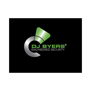 DJ Byers 300 x 300 px Black, green and silver company logo with the words 'DJ Byers Engineered Security'