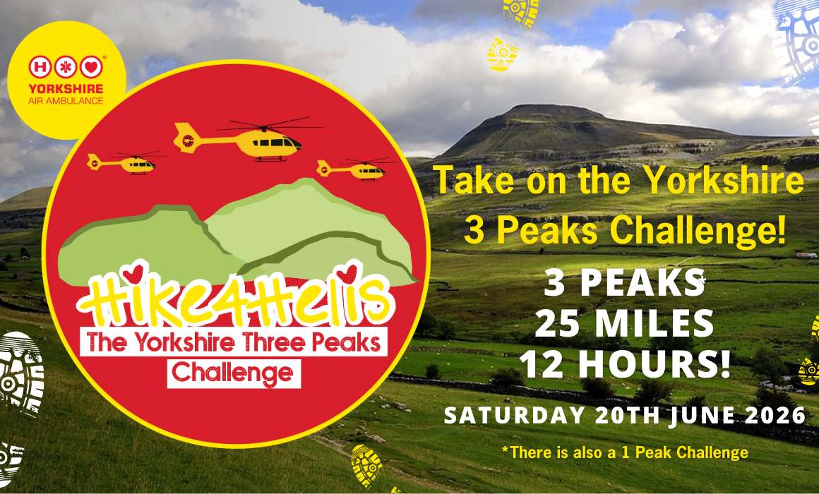 Graphic with details of a charity three peak walking challenge