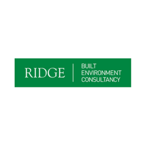A green logo with white writing which says 'RIDGE BUILT ENVIRONMENT CONSULTANCY'