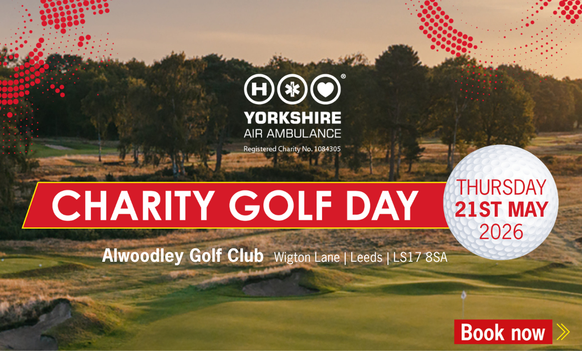 A graphic advertising a charity golf day