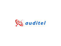 Blue and red company logo with the words 'auditel'.