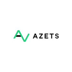 A green and black logo with the word 'AZETS'