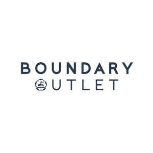 A black logo with the words 'BOUNDARY OUTLET'