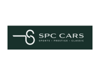 Logo consisting of a dark green rectangle with white graphic and wording, which says 'SPC CARS'