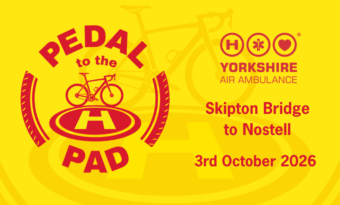 A yellow and red graphic advertising a charity bike ride.