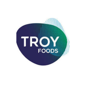 BCOY Troy Foods 300 x 300 px A logo with a blue and green shape and the words 'TROY FOODS' in white over the top.