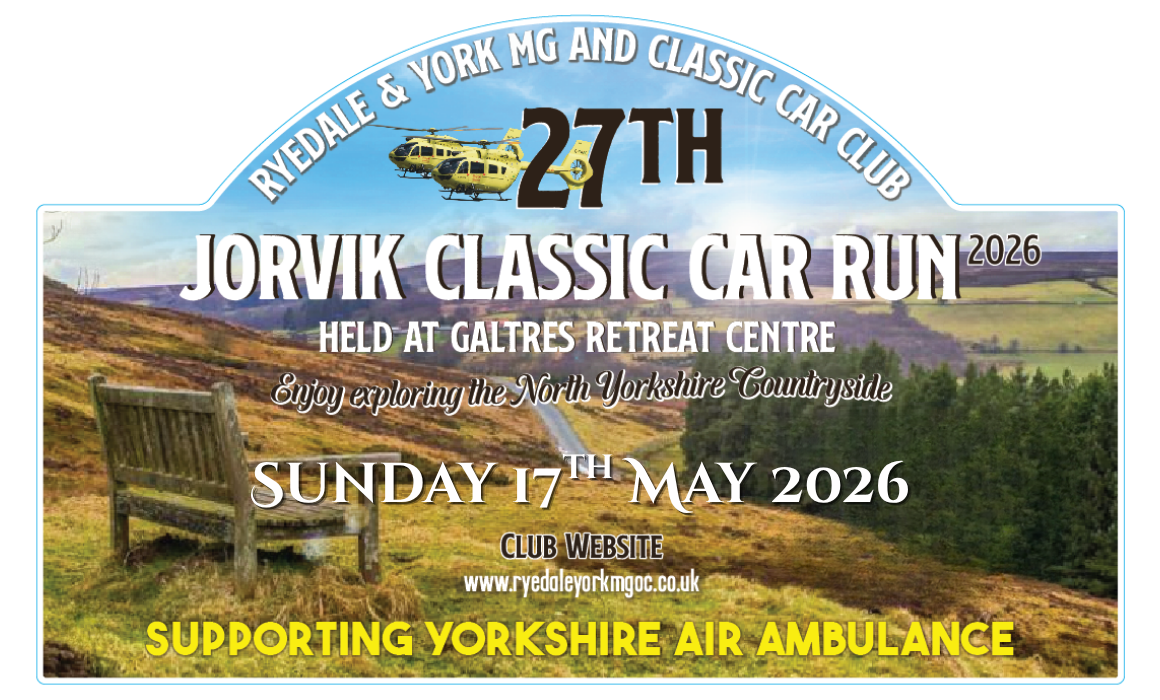 A graphic advertising a classic car rally