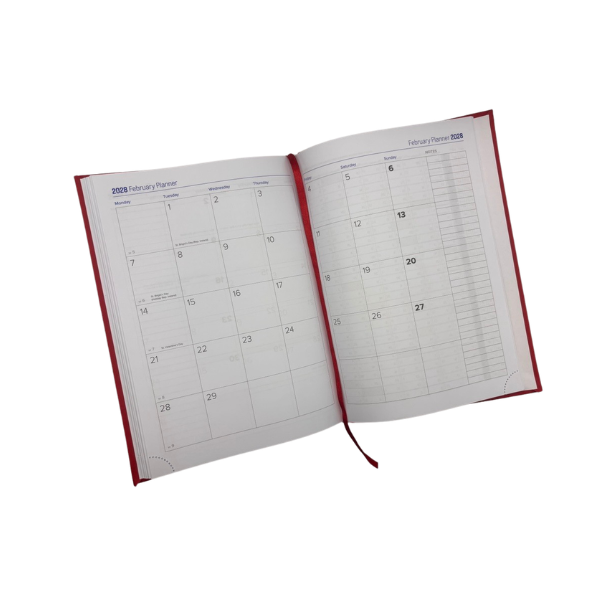 The inside pages of a diary