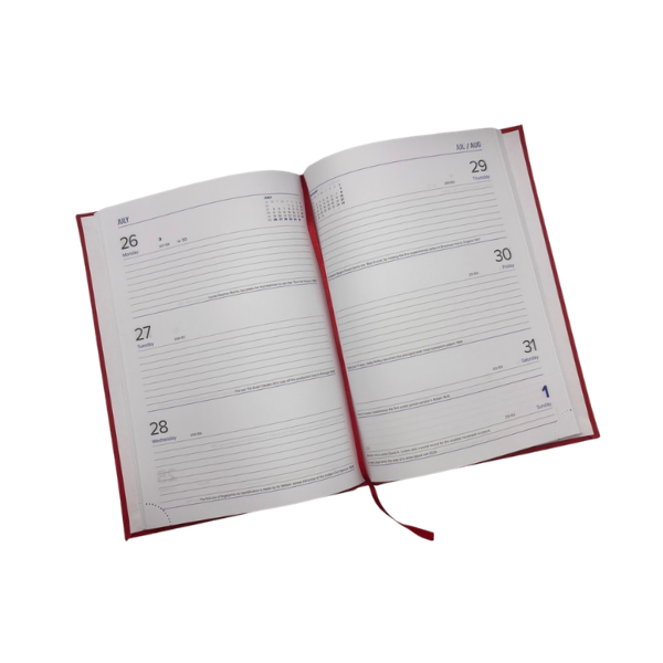 The inside pages of a diary